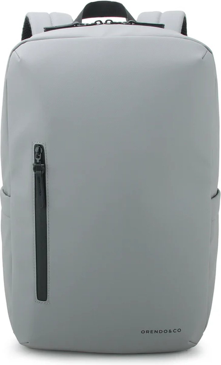 Orendo&Co Classic Everyday Backpack | Grijs | 900D PU Coated Materiaal | Waterafstotend | Duurzaam | 16" Laptop vak | Reistas | Schooltas | Rugzak | Rugtas | laptop rugzak heren - laptop rugtas heren - vrouwen | mannen