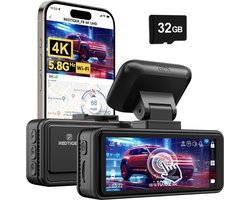 RedTiger F8 Pro Dashcam voor auto - Ultra 4K - Voor Camera - WiFi en GPS - 3,18 Inch met App - Dashcams - 2024 model - Sony Sensor - Nachtzicht - Parkeerbewaking - G Sensor - Loop opname -