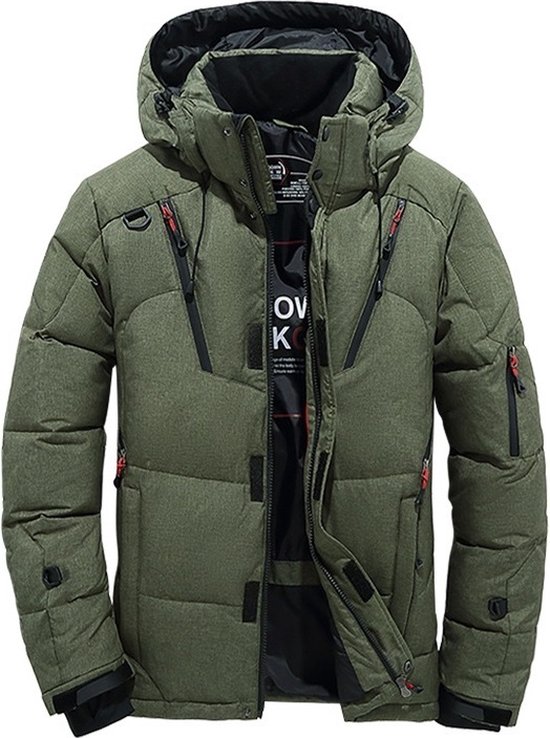 Winterjas - Heren - Puffer - Outdoor - Wintersport - Capuchon - Winddicht - Winterjassen - Windjack - Maat L - Groen