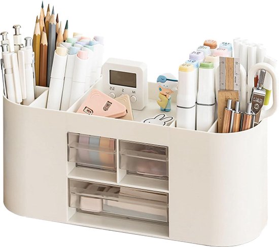 Audio frequency% Penhouder voor bureau, pennenhouder, bureau-organizer, schrijfwaren, kantoorbenodigdheden met grote capaciteit, 10 vakken, ideaal voor kantoor, thuis, school