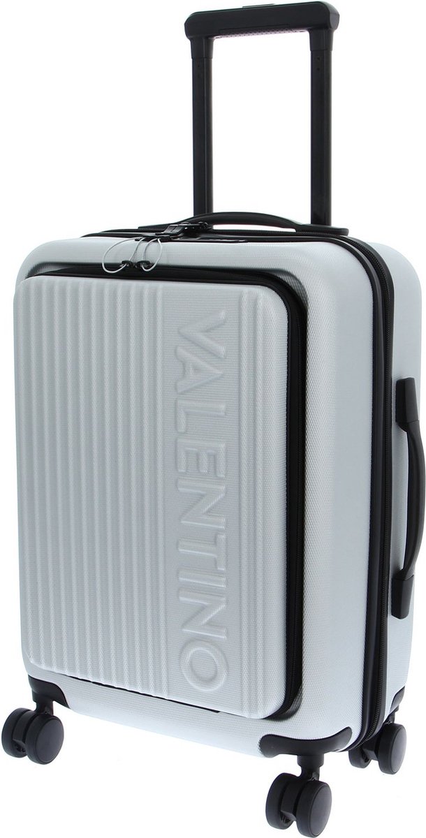 VALENTINO Trolley Explorer Carry On Suitcase Silver Zilverkleurig 53cm
