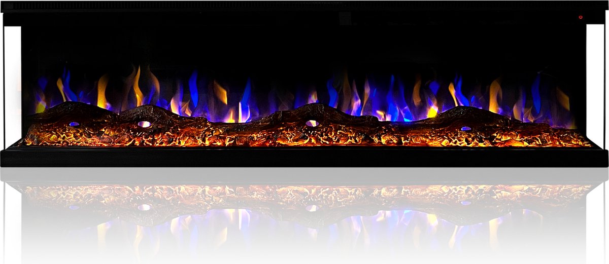 Dutch Fires – Elegance 3D 36 Elektrische Sfeerhaard – 3-Zijdige – Inbouwhaard – 91 x 44 cm – 1500W Verwarming – SMART LED 3D Vlameffect – Cinewall & Wandmontage – Inclusief Afstandsbediening – Zwart