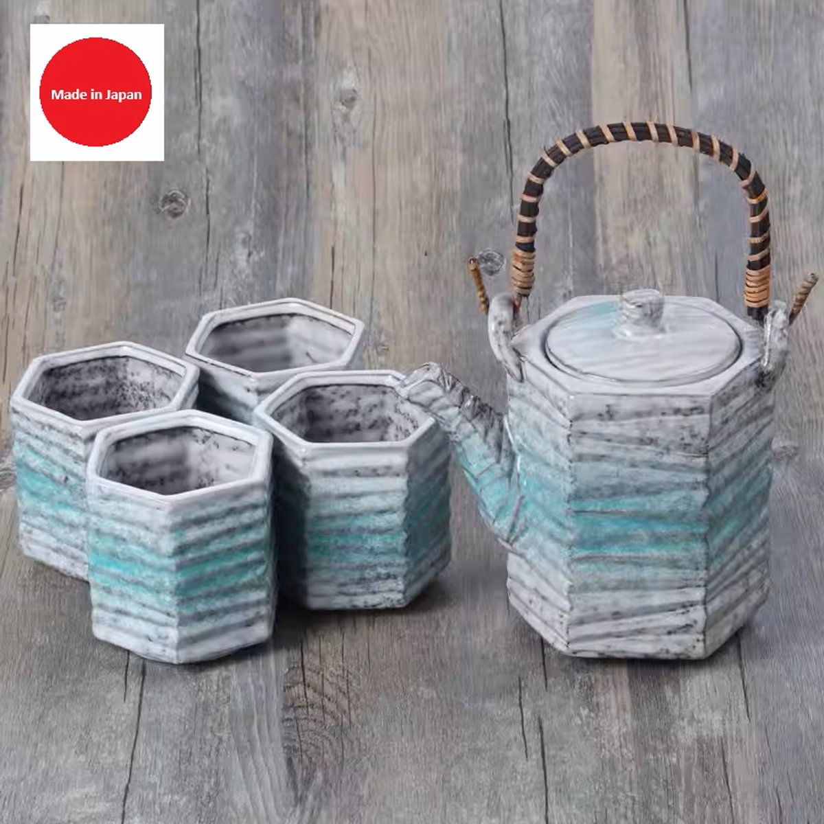 Fine Asianliving Japanse Thee Set/5 Blue Lagoon Handgemaakt