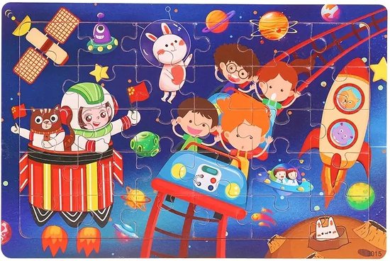 Ruimte Houten Puzzel voor Kinderen - 30 Stuks - Educatief Speelgoed met Planeten, Raket en Astronauten - Perfect Cadeau voor Peuters en Kleuters vanaf 3 Jaar