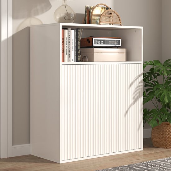 Dressoir 2 deuren en 3 laden met verstelbare planken - visgraatpatroon - Zwart