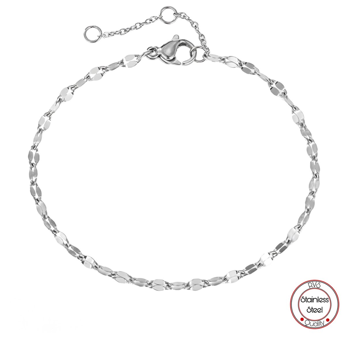 Borasi Minimalist Enkelband Zilverkleurig | Roestvrijstaal | Dames Sieraden | Enkelbandjes | Luxe Geschenkzakje | Enkelsieraad |