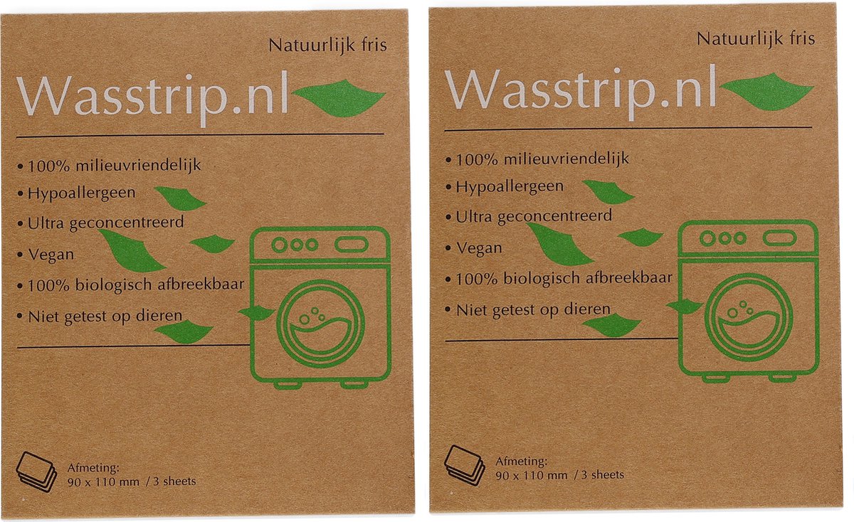Wasstrips 6 Wasbeurten Natuurlijk Fris x2 Proefpakket – Wasmiddeldoekjes – Wasvellen – Wasdoekjes – Detergent Sheets – Laundry Strips