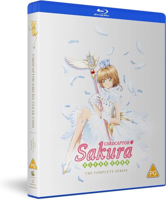 Cardcaptor Sakura Clear Card: The Complete Series Blu-ray hoes met Sakura in een witte outfit met veren.