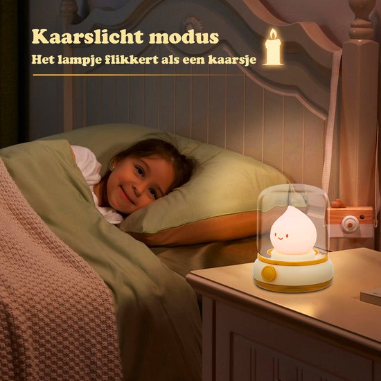 Blije Vlam Kinder Nachtlampje - Dimbaar en USB oplaadbaar - LED - Timer - Schattig ontwerp - Babykamer sfeer verlichting van Blije Vlam — afbeelding 4