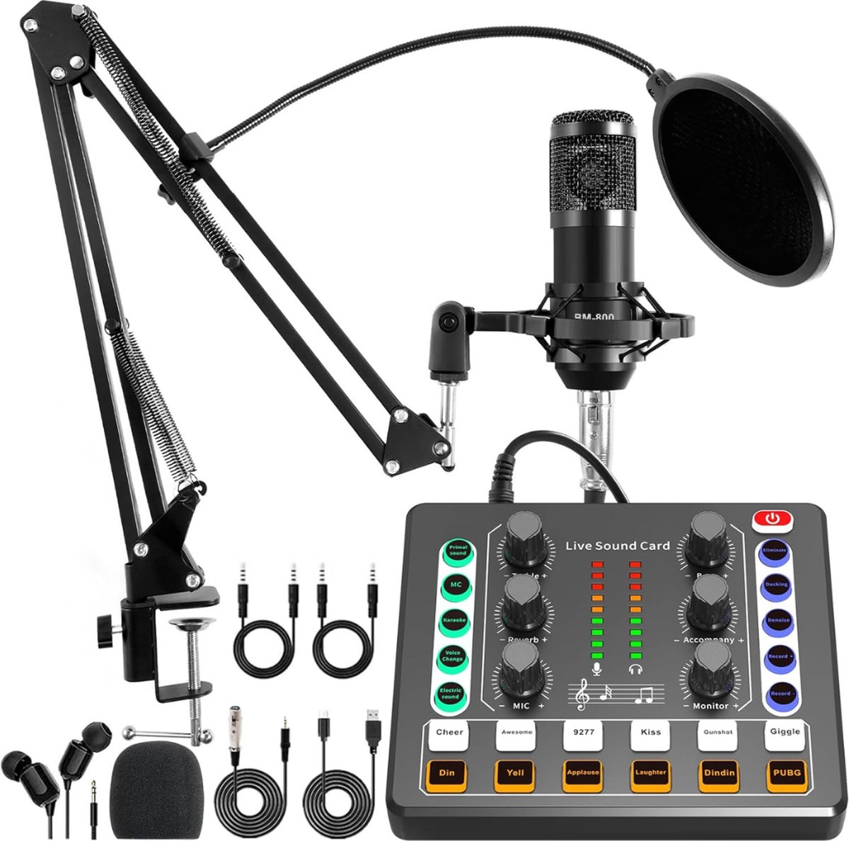 DD Podcast Starterset - Podcast Set -Podcast Studio - 41x24x8cm - Zwart