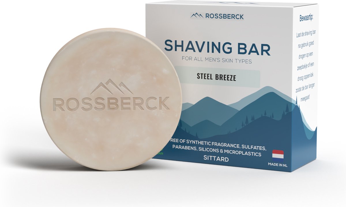 Goedkoopste Rossberck Shaving Bar - Scheerzeep Voor Mannen - 100 Vrij Van Plastic, Sulfaat & Parabeen - Natuurlijk en Vegan - Geschikt voor scheren met scheermesje en scheerapparaat - 70gr