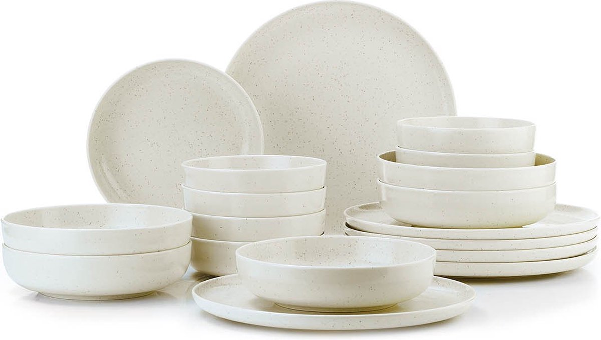 Asir - diner set - 18-delig - veelkleurig - 27 x 27 x 2,5 cm