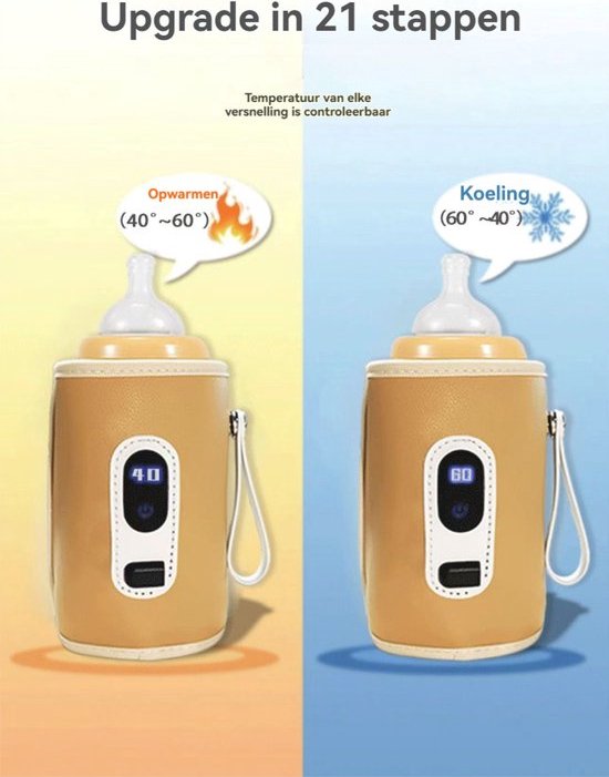 Flessenwarmer-Flessenwarmer onderweg-21 versnellingen - 42 graden constante temperatuur - Intelligente digitale - USB oplaadbaar- Waterdicht en vuilafstotend-Geschikt voor alle soorten melkflessen - Gemakkelijk mee te nemen-Blauw van Merkloos — afbeelding 5