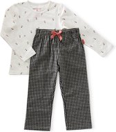 Little Label - pyjama set meisjes - black white check - maat: 110/116 - bio-katoen