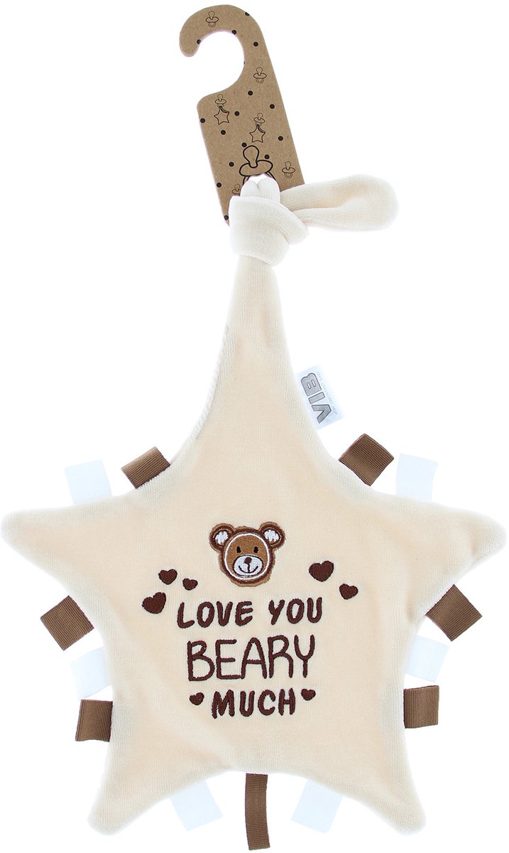 Goedkoopste VIB® - Speendoekje beige 'Love you BEARY much' - 1 stuks - Babykleertjes - fopspenen - fopspeen - Rammelaars - baby cadeau - zwangerschap aankondiging