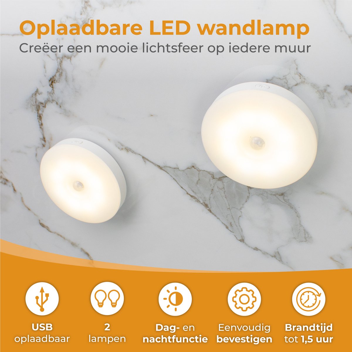 Nuvance Draadloze Ledlamp - 2 Stuks - Nachtlampje - 4 Standen - Magnetisch - Dag & Nacht Sensor - Usb Oplaadbaar - Kastverlichting — cadeau in Wonen & Interieur - foto 2