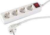 Perel Stekkerdoos met schakelaar, 4 stopcontacten met randaarde (type F), kabel 1.5 m, 3G1.5, gebruik binnenshuis, wit