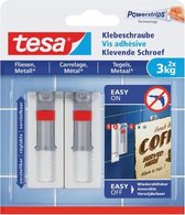 Tesa Klevende schroef - Voor tegels en metaal - belastbaar tot 3 kg - 2 stuks