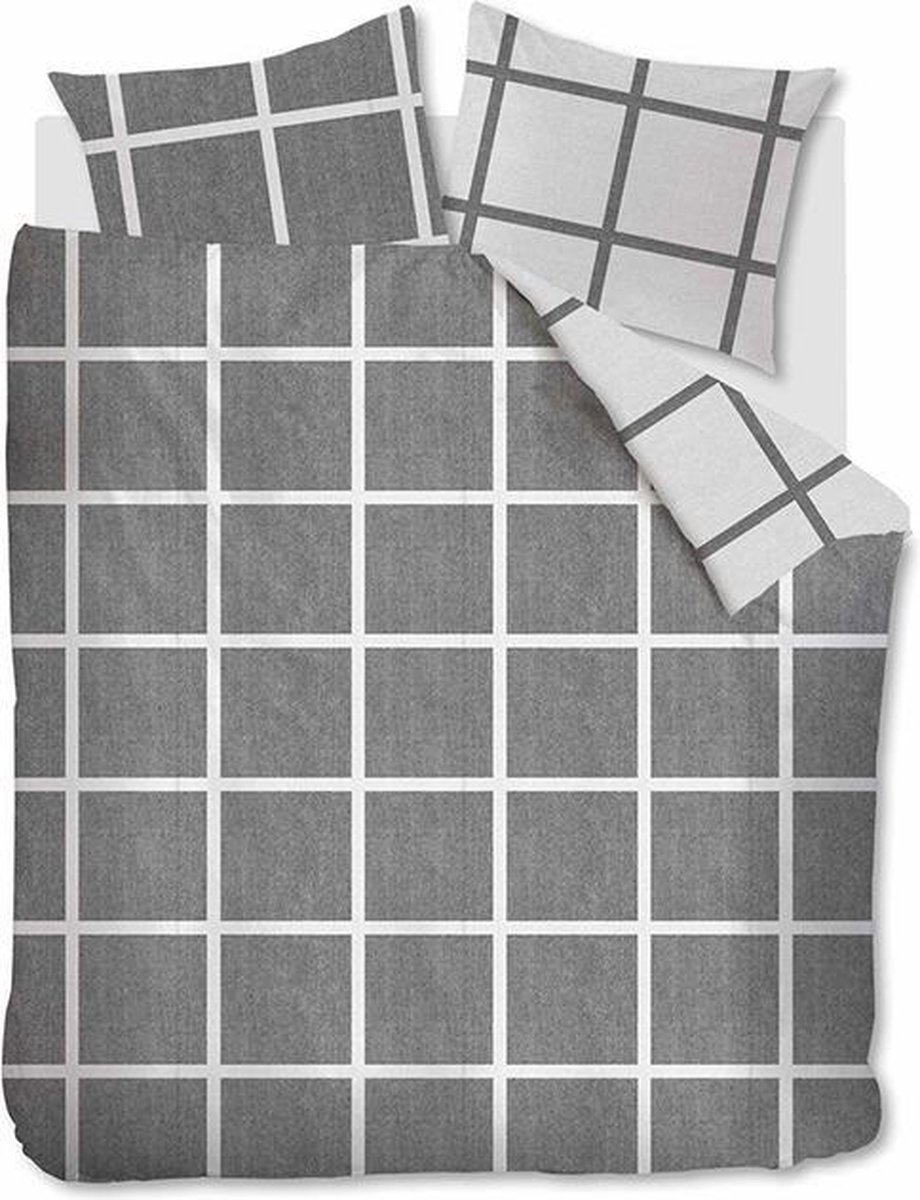 Riviera Maison Grand Street - Dekbedovertrek - Lits-jumeaux Extra Beeld - 260x200/220 cm - Antraciet