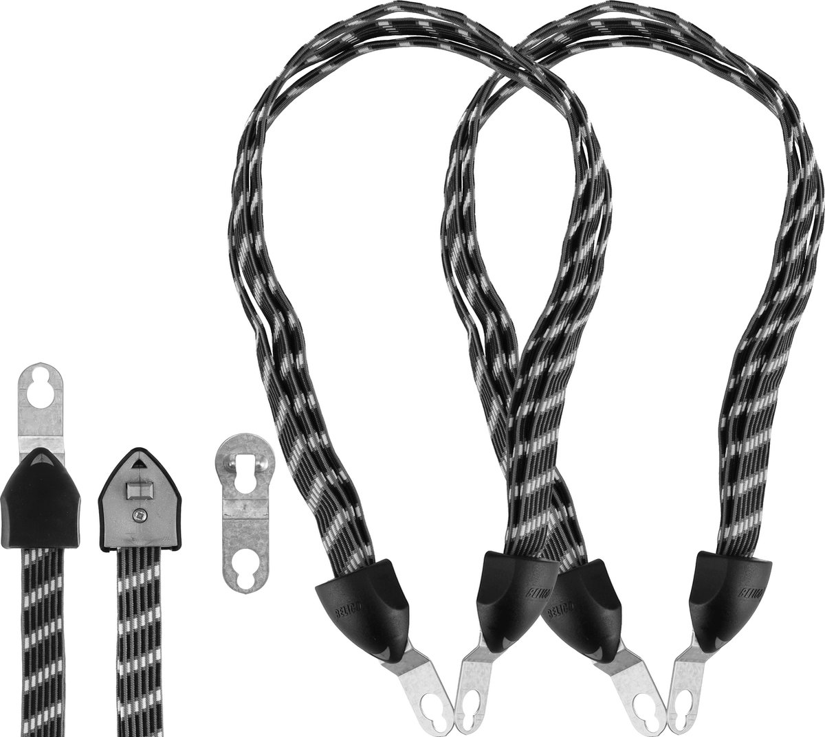 Snelbinders 2 stuks - spinbinder met haak 67 cm - elastische bagagespanner uitrekbaar tot 102 cm - geschikt voor 26/28 inch fietsen, verhuizing en kamperen