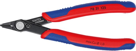 Knipex 78 31 125 snoeischaar met rood-blauwe handvatten. Max. Cu Ø 1,0.