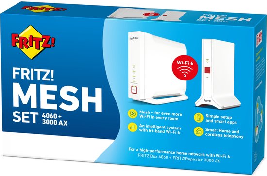 AVM FRITZ! Mesh Set 4060 + 3000 - Routeur Mesh + Extender - Tri-Band - International