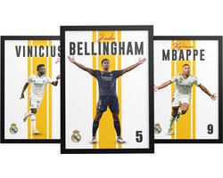 Real Madrid Goal Collection - 3 Posters - Formaat 30 x 40 cm - Kylian Mbappé - Vinicius Júnior - Jude Bellingham - Geschikt om in te lijsten - Voetbal Posters