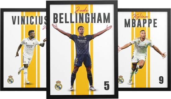 Real Madrid Goal Collection - 3 Posters - Formaat 30 x 40 cm - Kylian Mbappé - Vinicius Júnior - Jude Bellingham - Geschikt om in te lijsten - Voetbal Posters