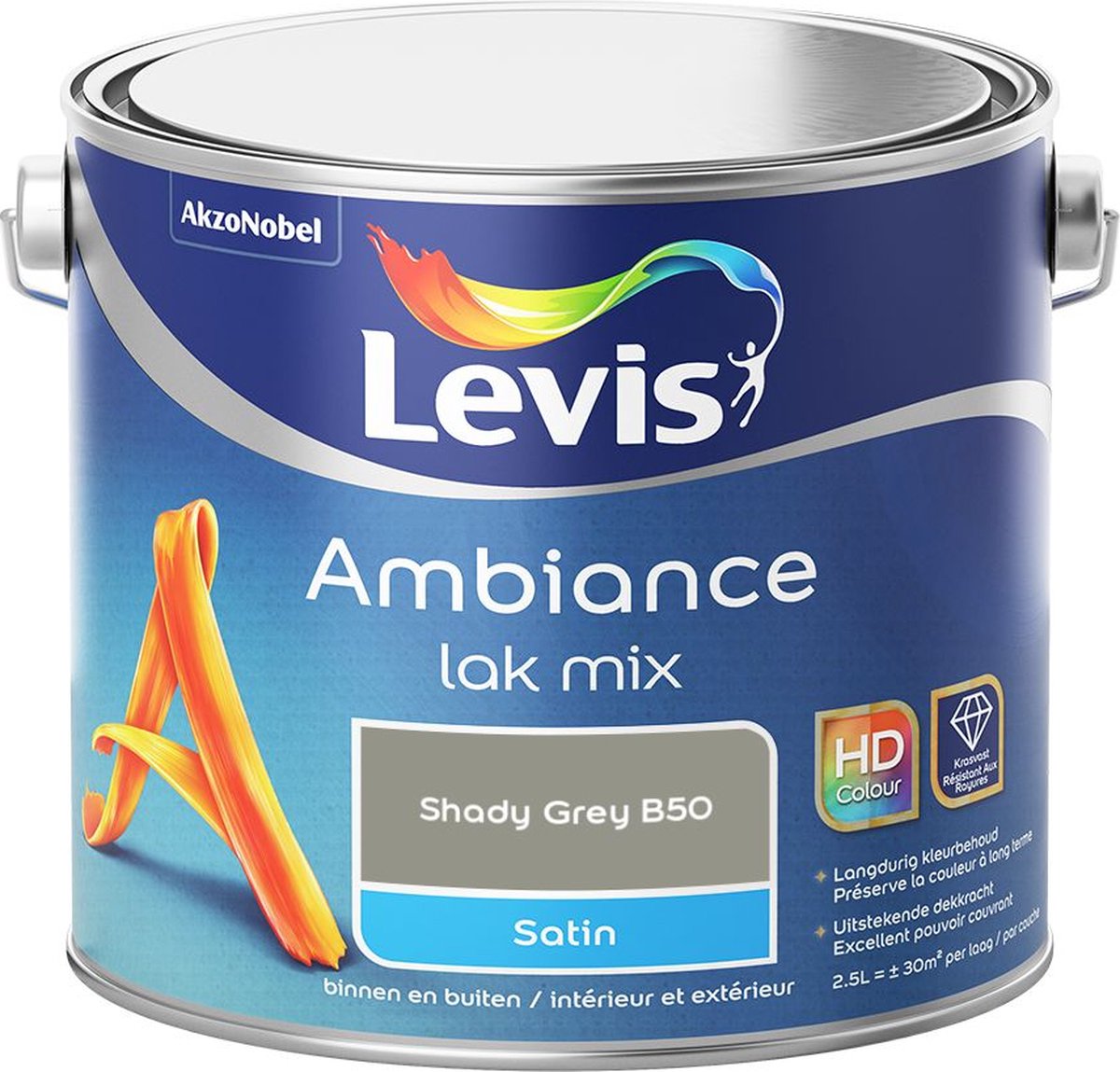 Levis - Ambiance Lak Satin Mix - Shady Grey B50 - Mengverf - 2,5 L