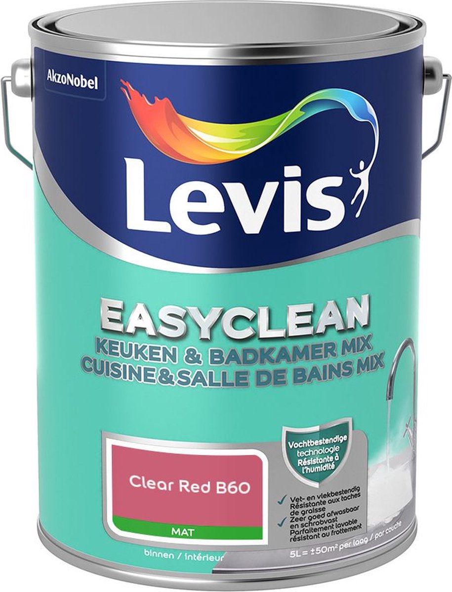 Levis - Easyclean Keuken & Badkamer Mix - Clear Red B60 - Mengverf - 5 L