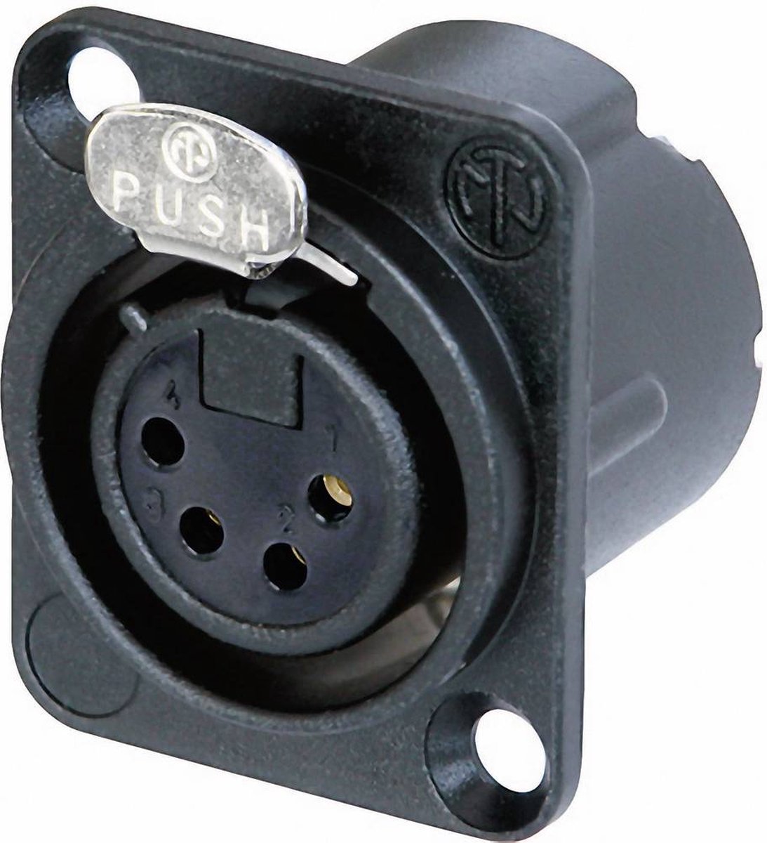Neutrik NC4FD-LX-B XLR-connector Flensbus, contacten recht Aantal polen: 4 Zwart 1 stuk(s)