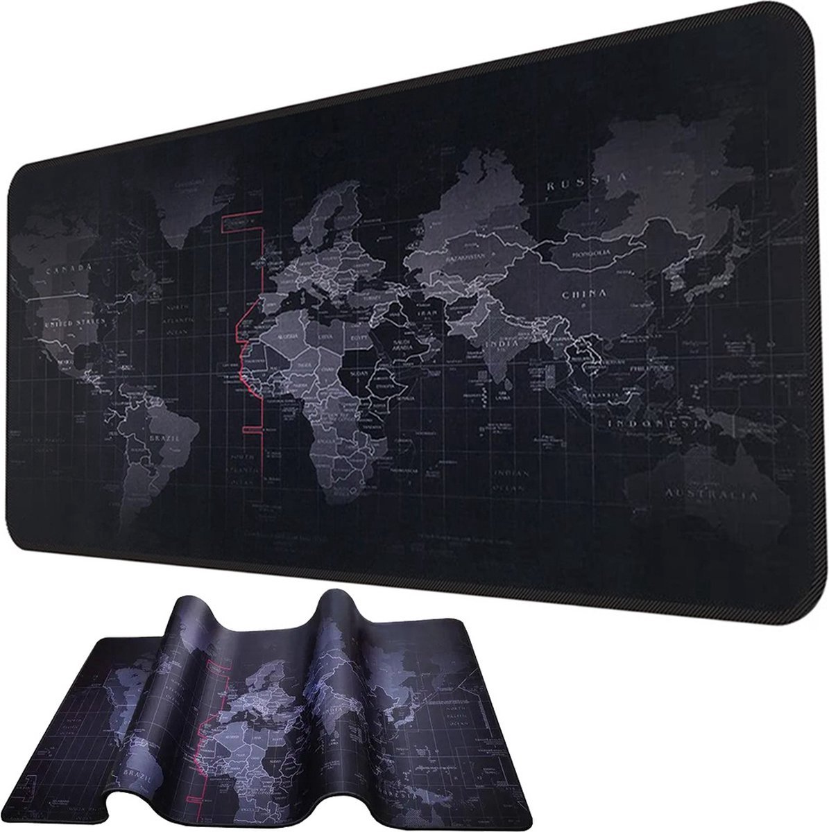 Image of 2X Muismat - Bureau onderlegger - Gaming Mousepad XXL - Game Muismat - Onderlegger - Grote Muismat - Anti Slip muismat - Desktop Mat - Wereldkaart - 90 x 40 CM - 2 Stuks