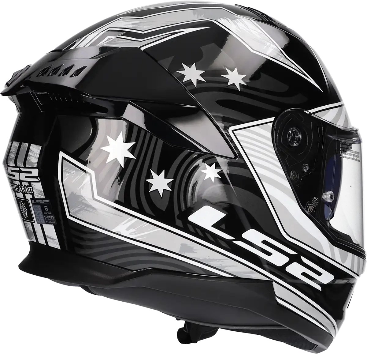 LS2 Helm Stream II Galdam FF808 zwart / wit maat S