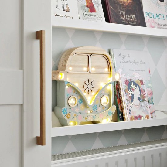 Lampe de nuit pour enfants, petites lumières, bus volkswagen, Flower power | Fabriqué à la main de manière durable.