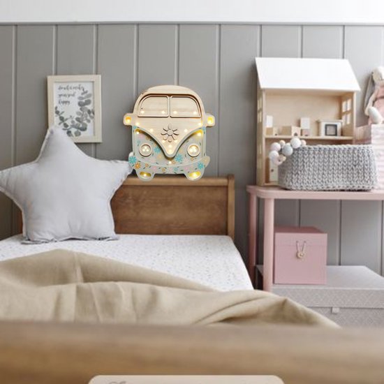 Lampe de nuit pour enfants, petites lumières, bus volkswagen, Flower power | Fabriqué à la main de manière durable.