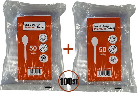 x 100 Lepels Herbruikbaar Bestek - BPA Vrij - Vaatwasbestendig Milieuvriendelijk