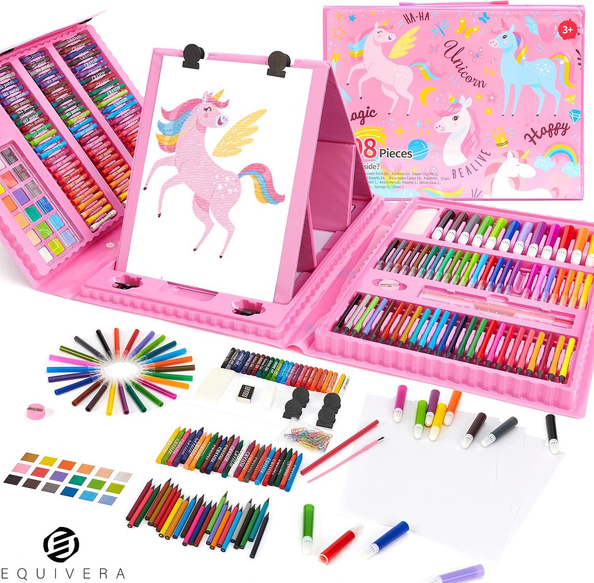 Equivera Tekenkoffer Kinderen - Tekendoos - Tekenkoffer - Tekendoos Kinderen - Kleurkoffer voor Kinderen