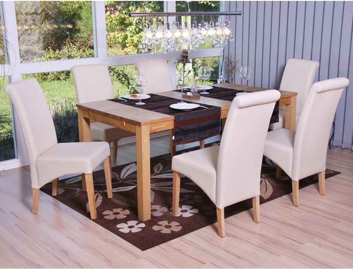 Cosmo Casa Set van 6 Eetkamerstoelen - Keukenstoelen - Mat Kunstleer - Crème - Lichte Voeten