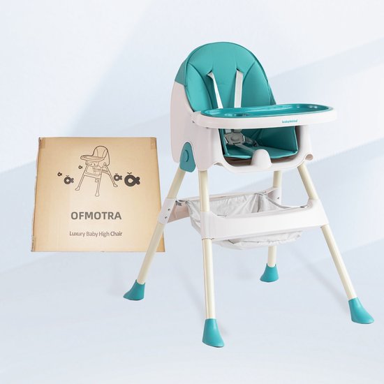 OFMOTRA Kinderstoel 3 in 1 - Inklapbare Eetstoel - Kinderzetel - met opbergmand - Verstelbaar Baby Stoel - Peuterstoel - 5-punts Gordel - Uitneembaar lederen kussen - Meegroei Stoel - Blauw van OFMOTRA — afbeelding 5