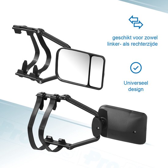 ProPlus Caravanspiegel Duo - Opzetspiegel - Verstelbaar - Universeel voor Links en Rechts - 23 cm - Caravan Accessoires - E-gekeurd - Zwart van ProPlus — afbeelding 2