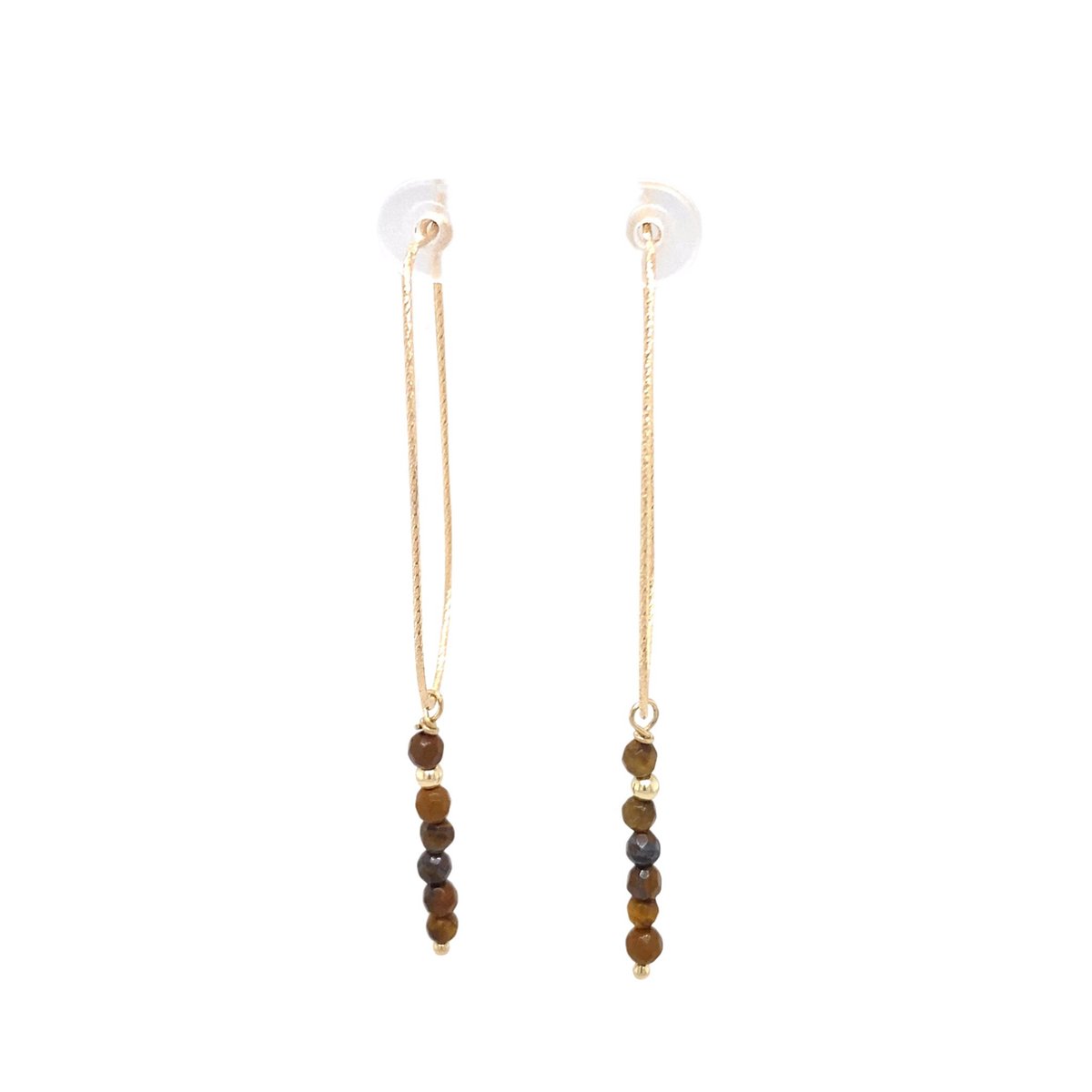 Pat's Jewels Oorbellen Dames - Oorhangers - Tijgeroog - Bruin