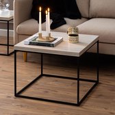 NNJN Set van 2 vierkante hoogglans-marmeren salontafels, in elkaar schuifbare tafels met gouden poten, 70 x 70 x 45 cm en 50 x 50 x 36,5 cm