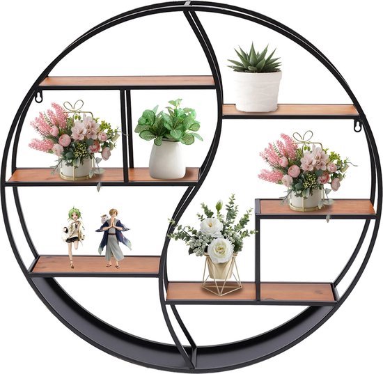 Muurplank Rond Mrs. Jones Muurplank Hout Metalen - Muurdecoratie - Wandplank - Wandrek ...