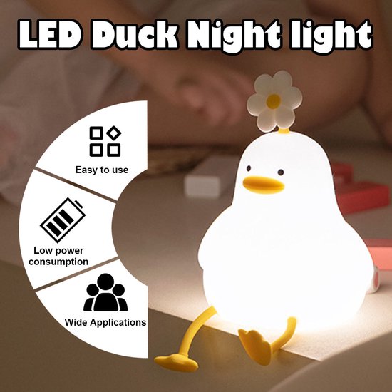 KCVV Schattig Eendje Nachtlampje-Kinderkamer Nachtlampje-Nachtlampje Kinderen-Nachtlampje-Bedlampje-Dimbaar-Timer-Wit van Merkloos — afbeelding 5