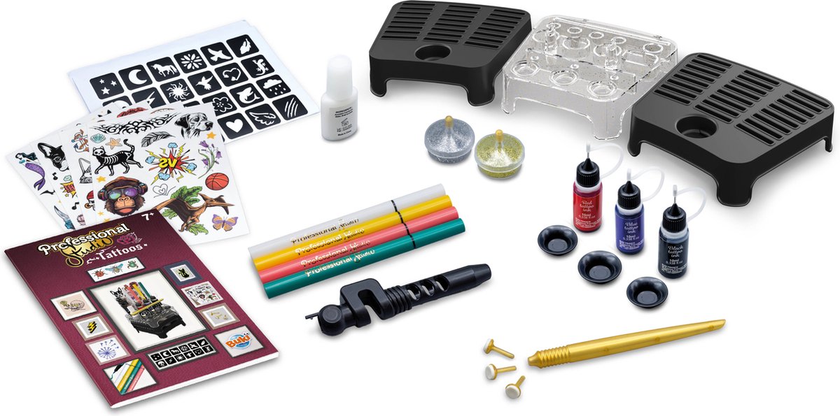 Tattoo Kit Voor Kinderen En Volwassenen – Machine 7 Kleuren Stencils Creatief Plezier