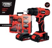 Bol.com FERM - AX-Power - CDM1159_SET - Accuboormachine - 20V - met - 2 accu's - 2.0Ah - en - lader - met - 65 accessoires - in ... aanbieding