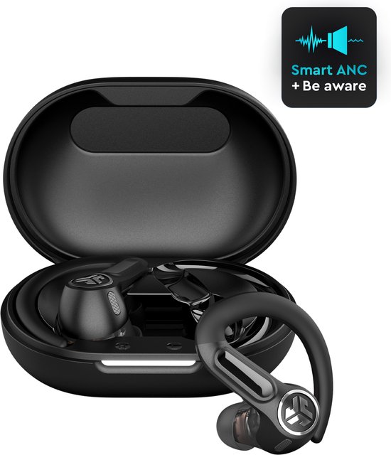 Écouteurs Bluetooth JLAB Epic Sport ANC 3 - Écouteurs sans fil - Audio LDAC - Suppression Active du bruit hybride - 40 heures d'autonomie - Résistant à l'eau IP66 - Paramètres EQ3 réglables - Bluetooth multipoint - Zwart