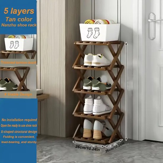 Étagère à chaussures Nivard - Banc à chaussures - Porte - Système de rangement de Chaussures pour femmes - Organisateur - 5 couches