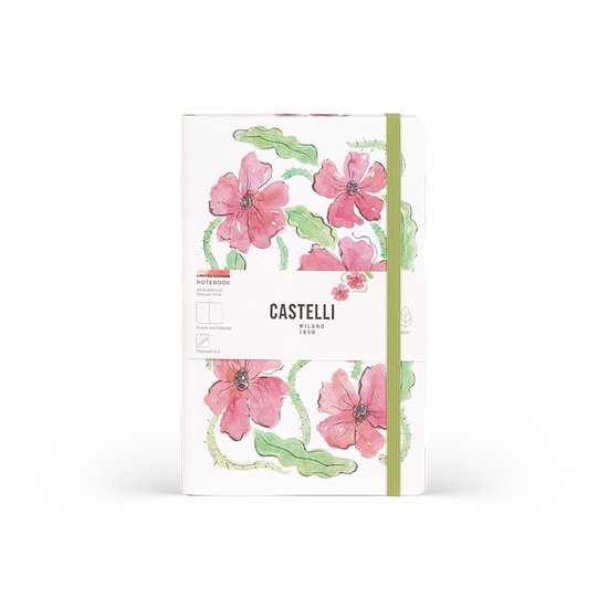 Carnet Castelli Milano A5 Acquarello - Fleurs de Poppy - contenu vierge - 130x210 mm - Made in Italy