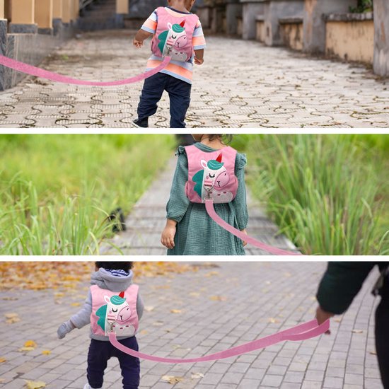 Purepeak Kindertuigje met Looplijn - Looptuigje voor Kinderen - Tuigje Kind - Roze - Eenhoorn van Purepeak — afbeelding 3